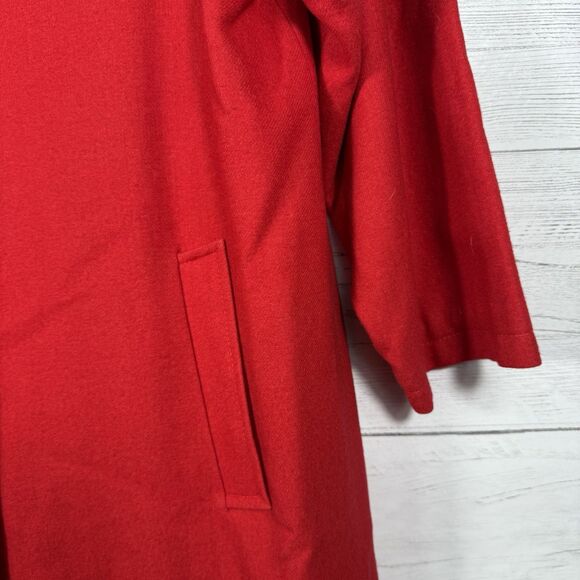 Modissa vintage wool coat womens red long button pockets large/ medium - Picture 6 of 10